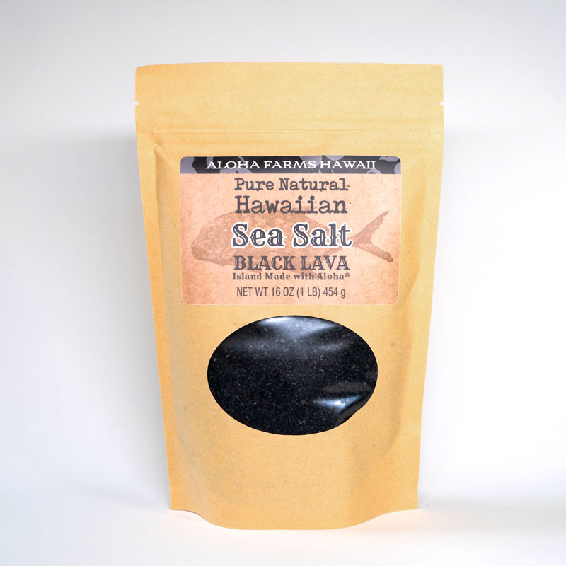 Black Lava Seat Salt in bag Aloha Farms Hawaii